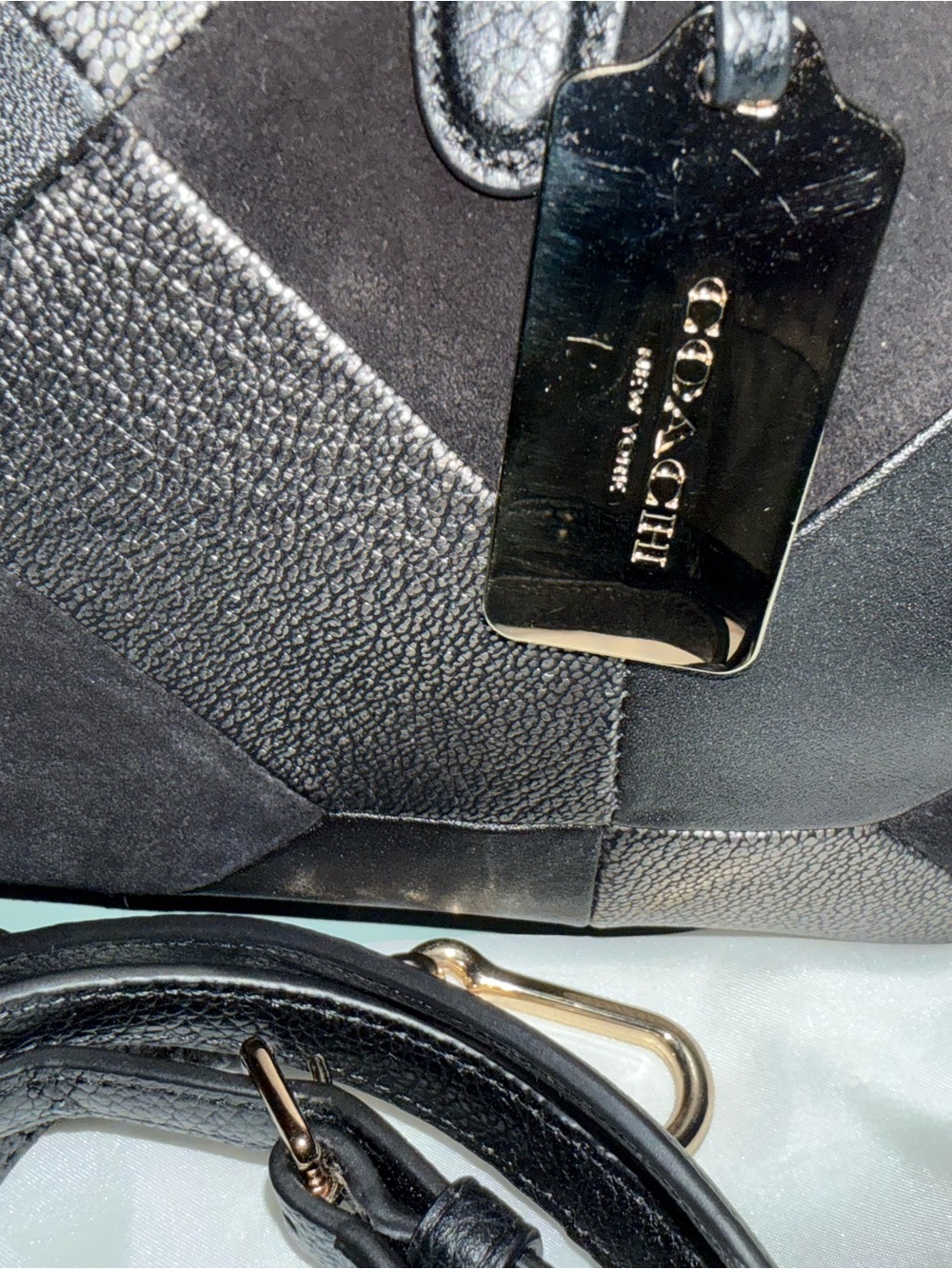 Coach Leather & Suede Patchwork 2 Way Bag with Dustbag - Picture 4 of 15